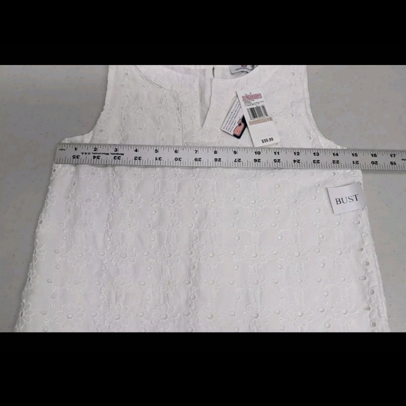 NWT Vineyard Vines Eyelet Scallop Dress Girls 12 White Sheath Sleeveless - Picture 5 of 7